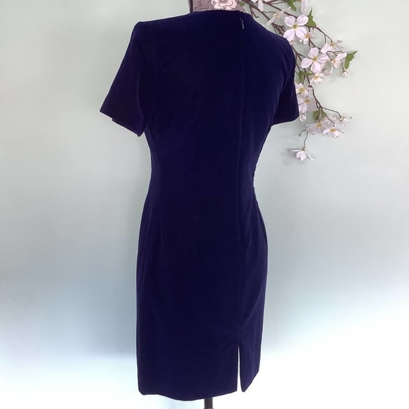 Vintage Liz Claiborne Velvet Strong Shoulder Embellished Keyhole Short Dress 90s - Picture 5 of 16